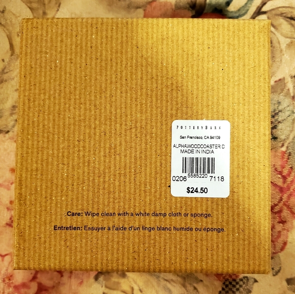 Pottery Barn Wood Coasters (4 set) letter D - Picture 3 of 3